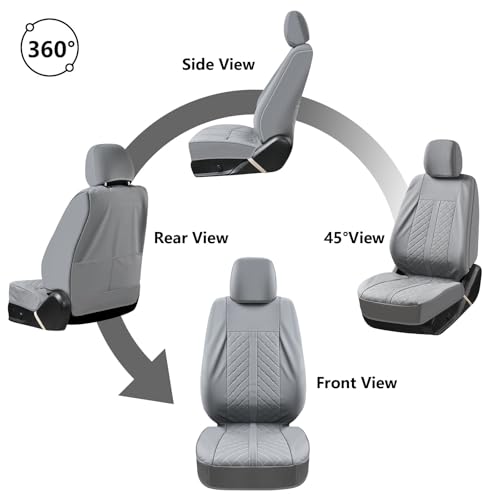 Truckiipa Tacoma Leather Seat Covers Front Pickup Truck Seat Covers Custom Fit for 2005-2015 Toyota Tacoma Double Crew Cab, Front Pair, Gray - color: Front Pair/Gray, size: Tacoma 2005-2015