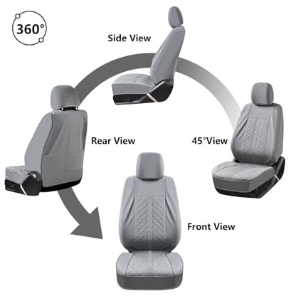 Truckiipa Tacoma Leather Seat Covers Front Pickup Truck Seat Covers Custom Fit for 2005-2015 Toyota Tacoma Double Crew Cab, Front Pair, Gray - color: Front Pair/Gray, size: Tacoma 2005-2015