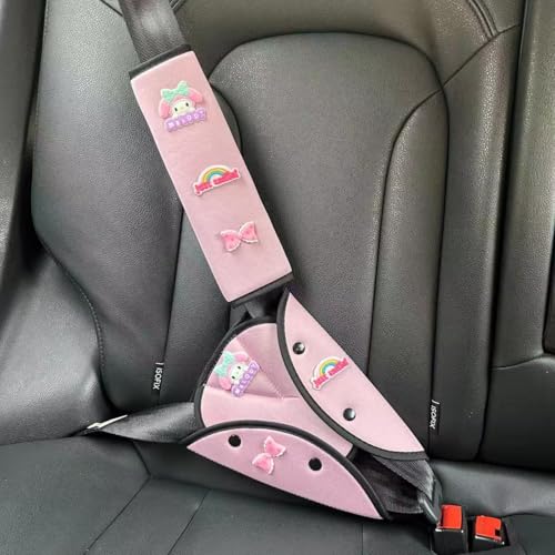 Universal Car Seat Belt Cover Pad, Soft Shoulder & Abdominal Cushion for Kids, 2-Pack Comfort Accessory for Travel (Pink) - color: Pink