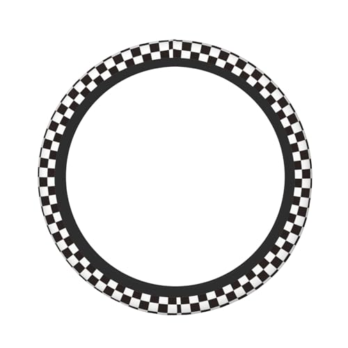 Black and White Checkered Racing Flag Checkerboard Square Grid Car Steering Wheel Cover,Non-Slip Neoprene-Sweat Car Accessories,Universal 15 Inch Fit Auto, Vans Trucks,Suvs, Truck - color: Black And White Checkered