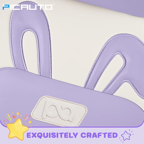 PIC AUTO Car Seat Covers, Cute Rabbit Premium Purple Leather Seat Covers, Universal Fit Front Seat Covers for Cars, Trucks, SUVs, Soft & Wear-Resistant Auto Interior Protection with Airbag-Compatible - color: Purple