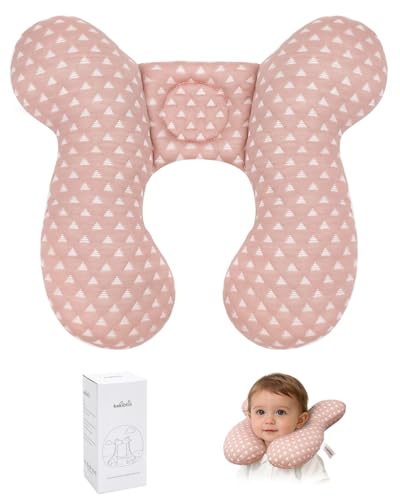 KAKIBLIN Baby Travel Pillow, Upgraded Baby Neck Pillows for Car Seat, Infant Neck Support Pillow for Head and Neck,Newborn Head Support for Car Seat,Pushchair - color: Pink