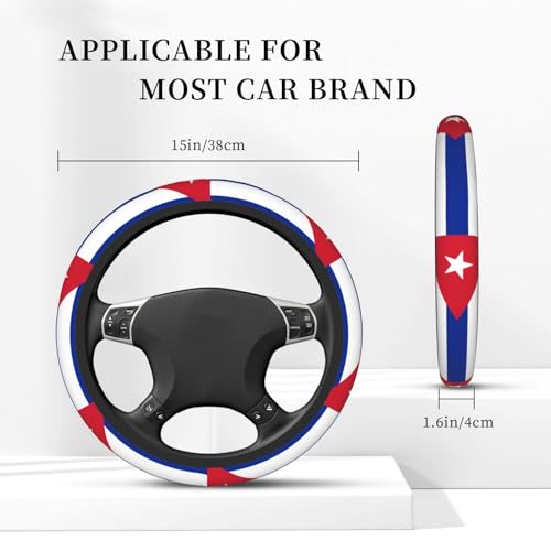 Cuban Flag Universal Steering Wheel Covers, Cute Car Accessories for Women Girls Car Truck - color: Cuban Flag