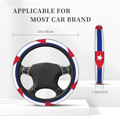Cuban Flag Universal Steering Wheel Covers, Cute Car Accessories for Women Girls Car Truck - color: Cuban Flag