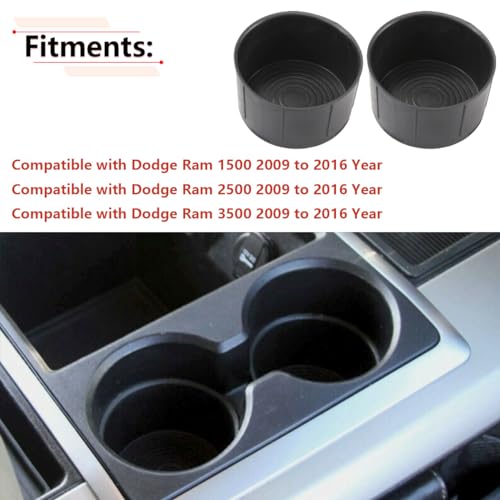 2PCS Cup Holder Insert Compatible with Dodge Ram 1500 2500 3500 2009 2010 2011 2012 2013 2014 2015 2016 Year, for 1EB17DX9AB 1EB17DX9