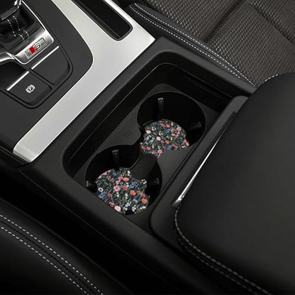 Wildflower Car Steering Wheel Cover - Multicolor Wildflower Steering Wheel Cover Anti-Slip Breathable Universal for 15 Inch Car 2 Pieces Coasters Suitable for Men Women - color: Wildflower