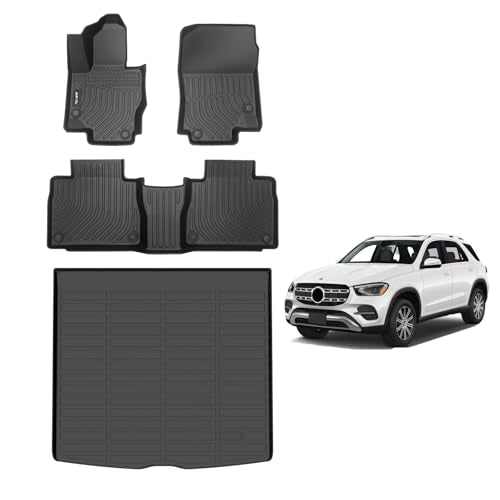 AIPOIL® Floor Mats & Cargo Liner Set for 2020-2025 2026 Mercedes Benz GLE& GLE 350& GLE 450 (No for Coupe) All Weather Protection TPE Anti-Slip Automotive Full Set Custom Car Mats Accessories - Black - style: 29) For Benz GLE 2020-2026 Full Set