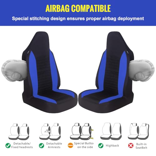 AUTOYOUTH Car Seat Covers - Bucket Seat Cover Seat Achieve The Perfect Combination of Style and Protection with Universal Fit Seat Covers for Sedan, Truck, SUV(Black Blue)… - color: Black & Blue
