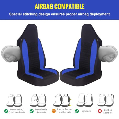 AUTOYOUTH Car Seat Covers - Bucket Seat Cover Seat Achieve The Perfect Combination of Style and Protection with Universal Fit Seat Covers for Sedan, Truck, SUV(Black Blue)… - color: Black & Blue
