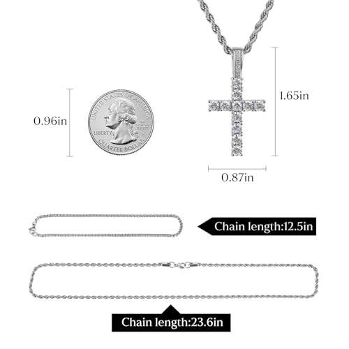 Cavalcade Rhinestone Cross Pendant for Car Rear View Mirror Decor Auto Faith Amulet Sparkly Religious Christian Medal Ornament (Silver) - color: Silver