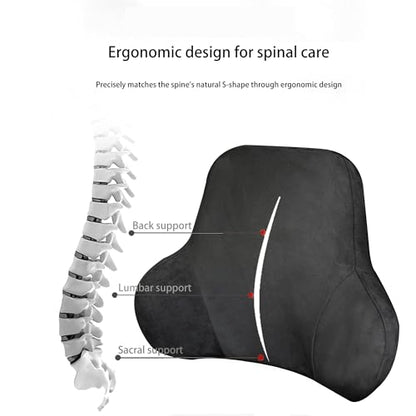 Lumbar Support Pillow for Car, Soft Memory Foam and Suede Cover, Back Support for Car Drivers and Passengers
