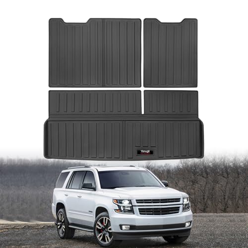 Custom for 2015-2020 Chevy Tahoe/GMC Yukon (Non XL) Cargo Mats Trunk Liner and Rear Seat Backrest Mats All Weather TPE Protection Mat Accessories (for 2015-2020 Chevy Tahoe/GMC Yukon) - color: for 2015-2020 Chevy Tahoe