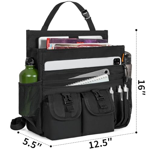 Car Front Seat Organizer Backseat Organizer with Dedicated Tablet Laptop Storage Adjustable Shoulder Strap Cup Holder Truck Seat Storage Universal Fits for Most of Car