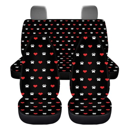 Howilath 4-Piece Dog Paw Love Car Seat Cushion Cover Universal Fit Front Back Seat Cushion Protectors Auto Accessories, Easy to Install - color: Dog Paw Love