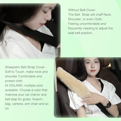 OGLAND 13.4inch Longer Fuzzy Sheepskin Seat Belt Cover, Fluffy Seatbelt Cover Pad for Pacemaker Adults Kids Women Cozy Soft Universal Car Accessories,1 Pack Misty Gray - color: Misty Gray
