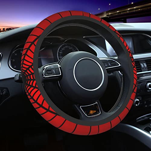 Red Spider Web Steering Wheel Cover Universal 15 Inch Cute Car Accessories Protector for Women Men - color: Red Spider Web