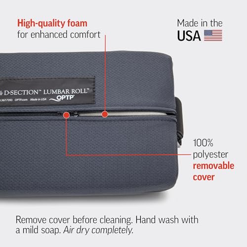 OPTP The Original McKenzie D-Section Lumbar Roll – USA-Made Low Back Lumbar Support Pillow for Office, Back Pillow for Car and Travel. The Preferred Lumbar Pillow of Physical Therapists.
