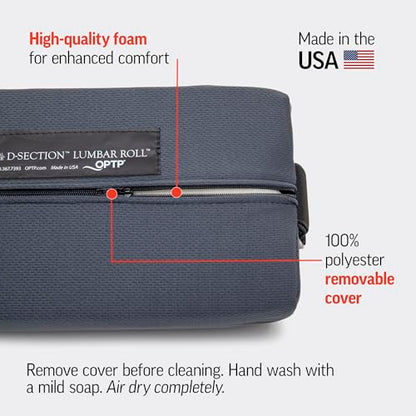 OPTP The Original McKenzie D-Section Lumbar Roll – USA-Made Low Back Lumbar Support Pillow for Office, Back Pillow for Car and Travel. The Preferred Lumbar Pillow of Physical Therapists.