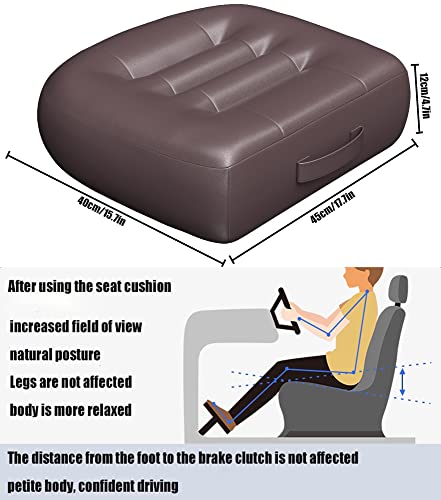 seat Cushions for Office Chairs/with Carry Handle Adult Booster Seat Cushion Imitation PU Breathable Fabric Effectively Increase The Field of View by 12cm/4.7in/Extra Thick Large Seat Cushion/Brown - color: Brown