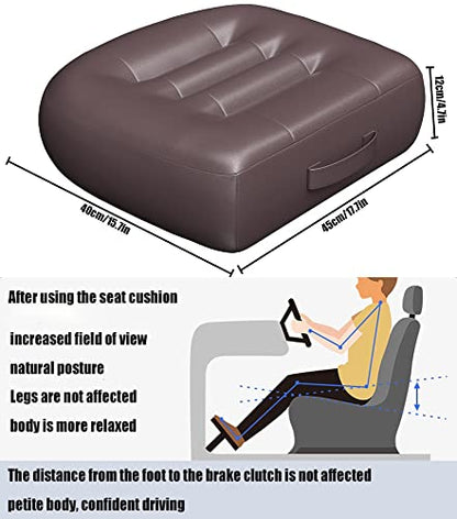 seat Cushions for Office Chairs/with Carry Handle Adult Booster Seat Cushion Imitation PU Breathable Fabric Effectively Increase The Field of View by 12cm/4.7in/Extra Thick Large Seat Cushion/Brown - color: Brown