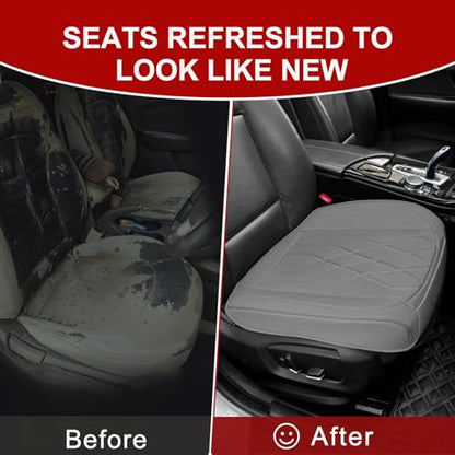 Luxury Faux Leather Car Seat Cover Front Bottom Seat Cushion Cover, Anti-Slip and Wrap Around The Bottom, Fits 95% of Vehicles (Gray)