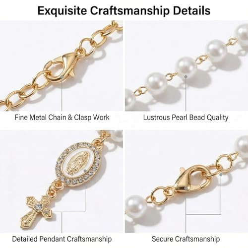 Steering Wheel Rosary Charm Accessory, Cross Steering Wheel Charm, Cross for Car, Car Rosary for Rearview Mirror, Auto Rear View Mirror Protection Charms Decor, Religious Catholic Gift