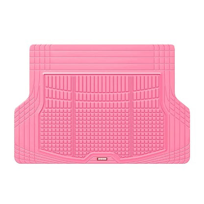 MotorTrend FlexTough Rear Cargo Mat – Heavy-Duty Trimmable Rubber Trunk Mat, Universal All-Weather Cargo Liner for Cars, SUVs & Trucks, Flexible Non-Slip Automotive Floor (Pink) - color: Pink