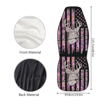 American Flag Deer Car Seat Covers Universal Front Car Seats Breathable Anti-Slip Back Fabric Removable Automotive Accessories Suitable for Cars SUV - color: American Flag Deer
