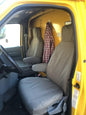 Durafit Seat Covers, F466-X4, Made to fit, 2009-2018 Ford E150-E350 Van Front High Back Bucket Seats with Molded Headrests and 1 Armrest Per Seat. in Taupe Twill