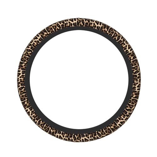 Leopard Cheetah Print African Animal Hunting Car Steering Wheel Cover,Non-Slip Elastic Neoprene-Sweat Car Accessories,Universal 15 Inch Fit Auto, Vans Trucks,Suvs, Truck - color: Leopard Cheetah Print