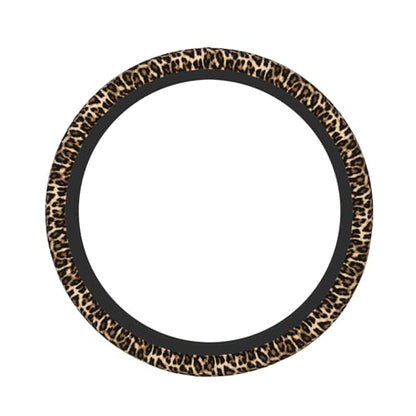 Leopard Cheetah Print African Animal Hunting Car Steering Wheel Cover,Non-Slip Elastic Neoprene-Sweat Car Accessories,Universal 15 Inch Fit Auto, Vans Trucks,Suvs, Truck - color: Leopard Cheetah Print