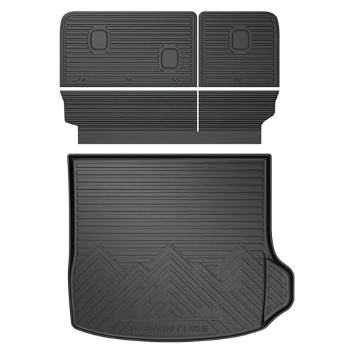 Cargo Mat for Jeep Grand Cherokee 2022-2025 2026 All Weather Cargo Trunk Mat Cargo Liner Back Seat Cover Protector TPE Black Non-Slip 3PCS (5 Seats Include 4XE, NOT for L) - size: 22-26 |Grand Cherokee| Cargo Mat & Backrest Mat
