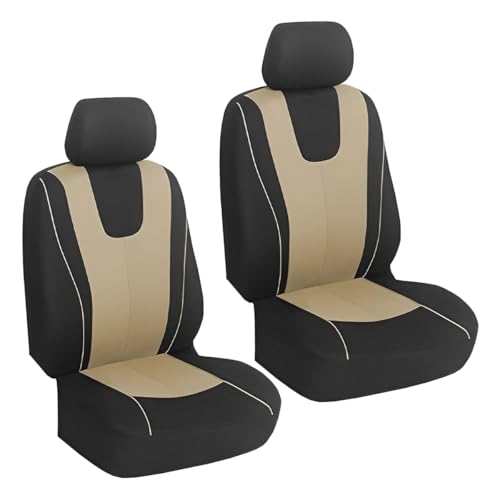 YoRise 2PCS Car Seat Covers, Comfortable Breathable Front Seat Covers, Highly Elastic Automotive Seat Protector Cover Accessories for RV, SUV, Truck, Sedan (Beige) - color: Beige