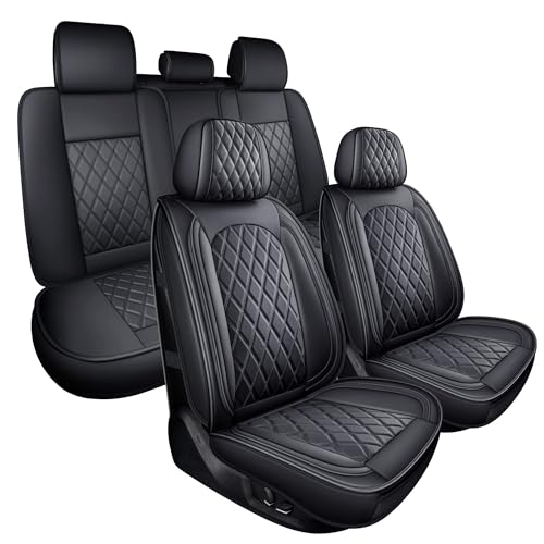 Seat Covers Full Set,Car Seat Covers Black Car Seat Protector Waterproof Automotive Seat Covers Front and Back Fit for Most Sedan, Truck and SUV - color: Black, size: 5PCS Full Set
