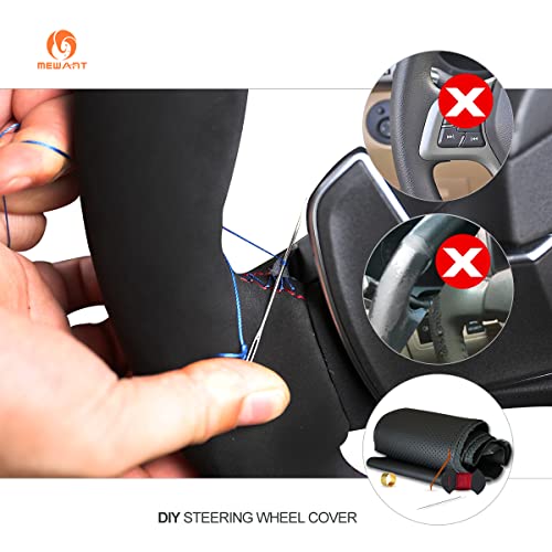 MEWANT Hand Sewing Breathable Car Steering Wheel Cover for Subaru WRX 2015-2021 / WRX STI 2015-2021 Steering Wheels Accessories for Subaru WRX (STI) - color: style-16：Black Alcantara + Red Thread
