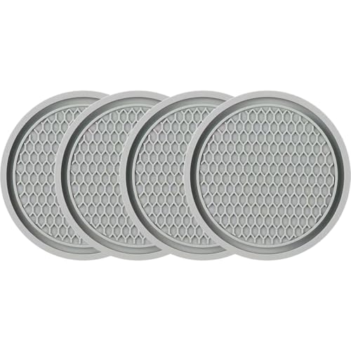 ZSDY Car Cup Coaster, 4PCS Universal Auto Non-Slip Cup Holder Embedded in Ornaments Silicone Coaster, Car Interior Accessories Sets, Grey - color: Gray