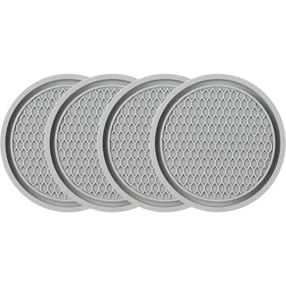 ZSDY Car Cup Coaster, 4PCS Universal Auto Non-Slip Cup Holder Embedded in Ornaments Silicone Coaster, Car Interior Accessories Sets, Grey - color: Gray