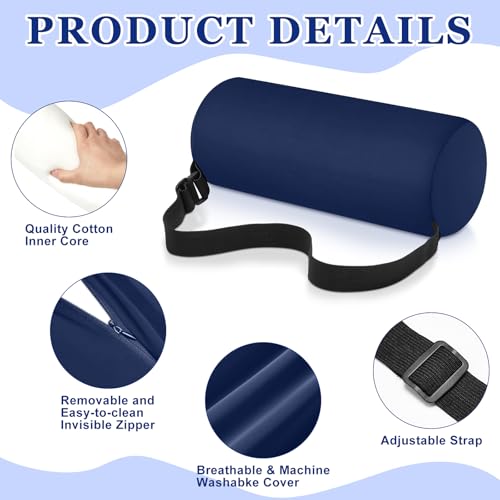 2 Pcs Lumbar Roll Support Pillow Low Back Lumbar Support Office Seat Cushion with Adjustable Strap and Washable Cover for Travel Gaming Chair Car Seat Pain Relief(Blue) - color: Blue