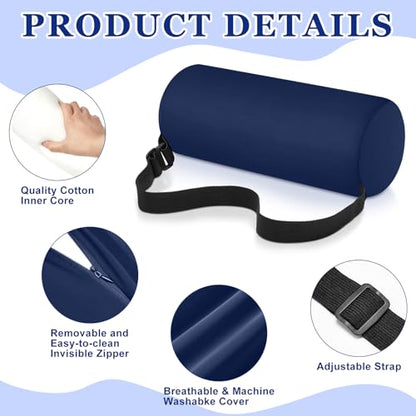 2 Pcs Lumbar Roll Support Pillow Low Back Lumbar Support Office Seat Cushion with Adjustable Strap and Washable Cover for Travel Gaming Chair Car Seat Pain Relief(Blue) - color: Blue