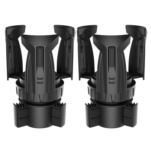 Cup Holder Expander (Adjustable Holder & Base, Auto-Fit Hold, One Button Open), Car Cup Holder Expander for Yeti, Hydro Flask, Nalgene, Owala, Bottles in 2.6"- 4.8" (Light Black, 2 Pack) - color: Light Black, size: 2 Pack