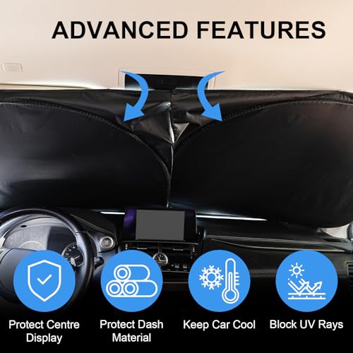 Windshield Sun Shade - Car Sun Shade Windshield, Reflector Sunshade Offers Ultimate Protection for Car Interior - color: Ash grey (63x34 inch)