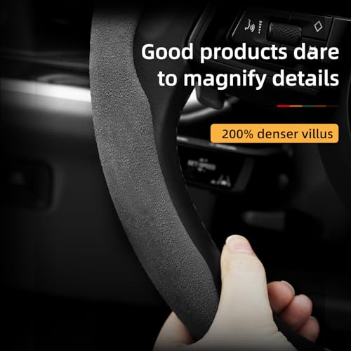 Suede Thin Car Steering Wheel Cover, 2 Piece, Suitable for Round and D Shaped Steering Wheels, Black - color: Black, size: 2pcs: Fits Round/D-Shaped Steering Wheels