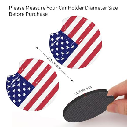 American Flag Steering Wheel Cover - Retro United States Flag Steering Wheel Car Cup Holder Pad 2 Pack 15 Inch Steering Wheel Cover Women Men Anti Slip Breathable Wheel Cover