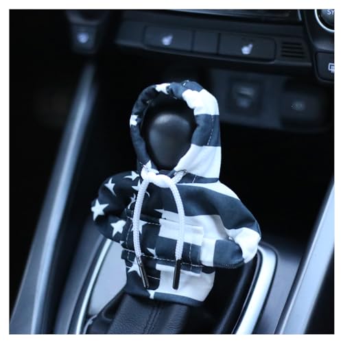 Stacool Car Gear Shift Cover with US Flag Design,Fashionable Gear Shift Hoodie for Shifter Knobs,Universal Car Interior Accessories Funny Car Shift Knob Cover for Cars Trucks SUVs (Black White/L+R) - color: Black White/L+R
