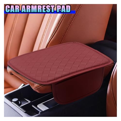 Leather Car Center Console Cover, Anti-Scratch Auto Middle Console Protective Cushion with 2 Storage Bags, Universal Waterproof Vehicle Armrest Pad Accessory for Sedan, SUV, Truck (Burgundy) - color: Burgundy