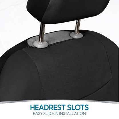 BDK PolyPro Car Seat Covers Full Set in Solid Black, Front and Rear Split Bench Seat Covers for Cars, Easy to Install Car Seats Cover Set and Accessories for Auto Trucks Van SUV - Solid Black - color: Solid Black