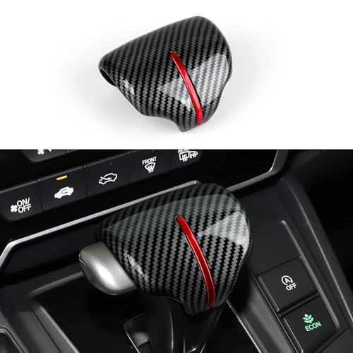 Car Gear Shift Knob Cover Decals for 2017 2018 2019 2020 2021 2022 Honda CR-V Accessories CRV ABS Carbon Fiber Stickers, Black Red - color: Gear Shift Knob Cover, Black Red