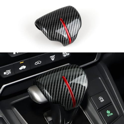 Car Gear Shift Knob Cover Decals for 2017 2018 2019 2020 2021 2022 Honda CR-V Accessories CRV ABS Carbon Fiber Stickers, Black Red - color: Gear Shift Knob Cover, Black Red