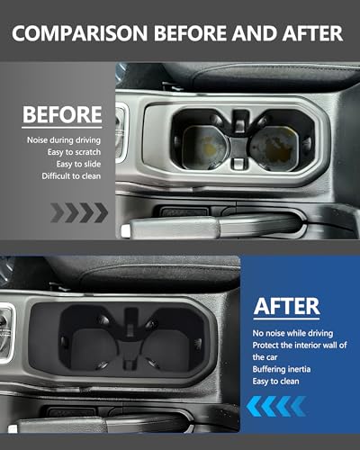 Cup Holder Inserts for Jeep Wrangler JL JLU 4xe & Gladiator JT 2018-2025, Non-Slip TPE Cup Holder Liners & Center Console Inserts, Interior Accessories Protect Against Spills, Scratches and Rattles - size: For Wrangler/Gladiator 2018-2025