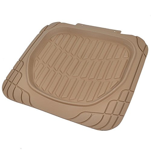 Motor Trend FlexTough Deep Dish Heavy Duty Rubber Floor Mats & Cargo Liner for Trunk All Weather (Beige) - Complete Coverage Set